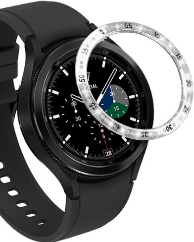 FitTurn Bezel Ring Compatible Samsung Galaxy Watch 4 Classic 46mm/Galaxy Watch 46mm/Gear S3 Frontier&Classic/Galaxy Watch3 45mm Bling Inlay Crystal Metal Bezel Ring Protection Cover (RoseGold) in Saudi Arabia