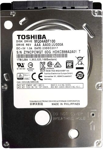 MQ04ABF100 Toshiba 1TB/1000GB 5400rpm Sata 7mm 2.5 inches Hard Drive 128mb, 6 Gbit/s. (Renewed) in Saudi Arabia