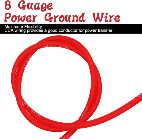 100 قدم 8 سلك قياس من النحاس المغطى بالألومنيوم CAA سلك السيارات الأساسي، كابل بطارية 8AWG، مكبر صوت ستيريو للسيارة، كابل طاقة وأرضي لمضخم السيارة، كابل لحام أسلاك مقطورة RV (أسود + أحمر) in Kuwait