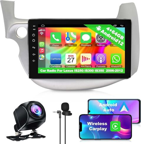 4G+64G Car Radio for Honda Fit 2008-2013 with Wireless Carpaly & Android Auto,10.1 Inch IPS Touch Screen Car Stereo with GPS Navigation/Bluetooth 5.2/FM/Backup Camera/WiFi/SWC/HiFi in Saudi Arabia