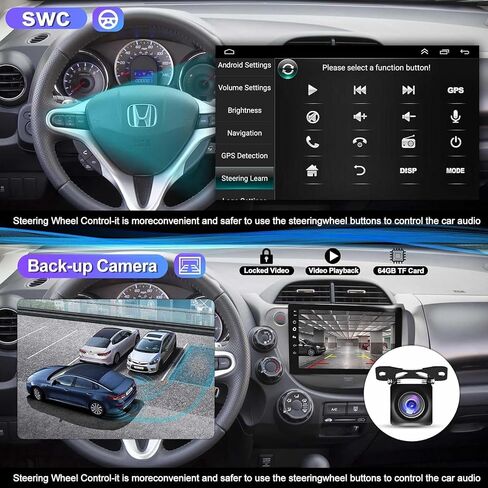4G+64G Car Radio for Honda Fit 2008-2013 with Wireless Carpaly & Android Auto,10.1 Inch IPS Touch Screen Car Stereo with GPS Navigation/Bluetooth 5.2/FM/Backup Camera/WiFi/SWC/HiFi in Saudi Arabia