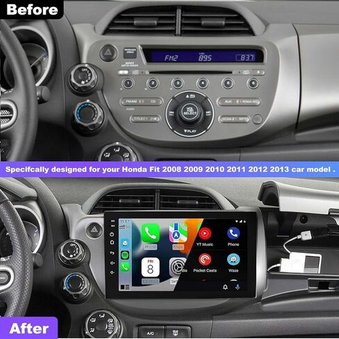 4G+64G Car Radio for Honda Fit 2008-2013 with Wireless Carpaly & Android Auto,10.1 Inch IPS Touch Screen Car Stereo with GPS Navigation/Bluetooth 5.2/FM/Backup Camera/WiFi/SWC/HiFi in Saudi Arabia