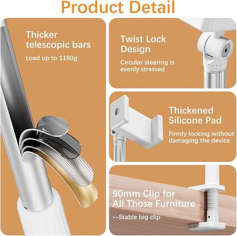 Phone Stand for Recording Overhead - Phone Holder for Desk 360° Rotation, Overhead Phone Mount Remote Control Foldable 5 Brightness 3 Color Rechargeable for Tiktok Youtube Filming Live Streaming in Saudi Arabia