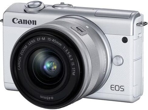 Canon EOS M200 Mirrorless Camera with 15-45mm Lens (White) (3700C009) + 64GB Memory Card + Filter Kit + 2 x LPE12 Battery + Charger + Card Reader + LED Light + Corel Photo Software + More (Renewed) in Saudi Arabia