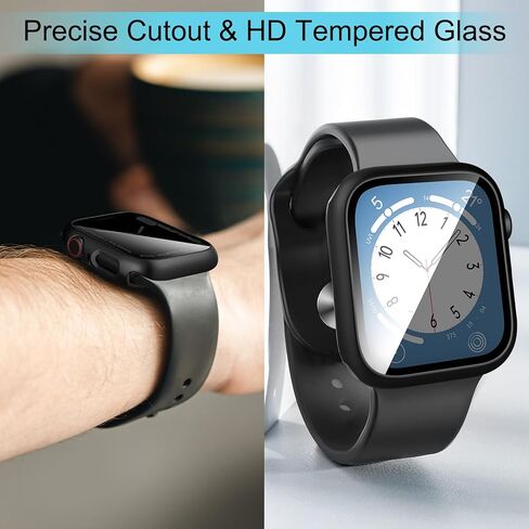 4 Pack Hard PC Case Compatible for Apple Watch Series 4/5/6/SE 40mm with HD Tempered Glass Screen Protector, Full Protective Ultra-Thin Cover, Bumper Set for iWatch 40mm Accessories, Black. in Saudi Arabia