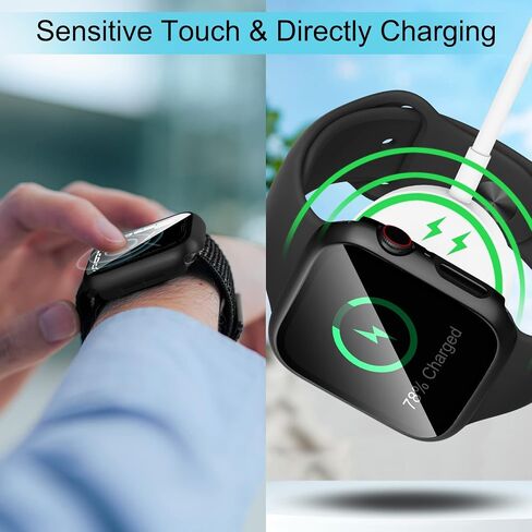 4 Pack Hard PC Case Compatible for Apple Watch Series 4/5/6/SE 40mm with HD Tempered Glass Screen Protector, Full Protective Ultra-Thin Cover, Bumper Set for iWatch 40mm Accessories, Black. in Saudi Arabia
