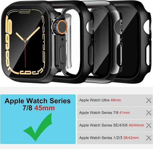 4 Pack Hard PC Case Compatible for Apple Watch Series 4/5/6/SE 40mm with HD Tempered Glass Screen Protector, Full Protective Ultra-Thin Cover, Bumper Set for iWatch 40mm Accessories, Black. in Saudi Arabia