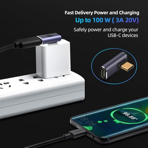 محول USB C أنثى إلى أنثى، وصلة USB c أنثى إلى أنثى توصيل طاقة 100 وات، 40 جيجابت في الثانية USB c إلى USB c أنثى مع شاشة فيديو 8K 60 هرتز متوافقة مع iPad وMacBook وThunderbolt 4/3 (عبوتان) in Kuwait
