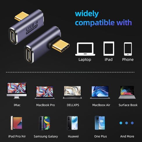 محول USB C أنثى إلى أنثى، وصلة USB c أنثى إلى أنثى توصيل طاقة 100 وات، 40 جيجابت في الثانية USB c إلى USB c أنثى مع شاشة فيديو 8K 60 هرتز متوافقة مع iPad وMacBook وThunderbolt 4/3 (عبوتان) in Kuwait
