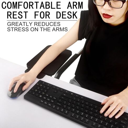 Ergonomic Desk Arm Rest 9.8x7.8" Wrist/Shoulder Support Hinge Flexible Extender Mouse Pad Shelf Comfortable Leather Elbow Rest for Limited ComputerTable Space Office Chair Recliner in Saudi Arabia