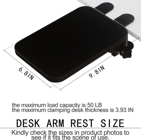 Ergonomic Desk Arm Rest 9.8x7.8" Wrist/Shoulder Support Hinge Flexible Extender Mouse Pad Shelf Comfortable Leather Elbow Rest for Limited ComputerTable Space Office Chair Recliner in Saudi Arabia