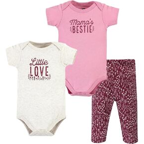 Hudson Baby Unisex Baby Cotton Bodysuit and Pant Set, Little Love Flowers Short Sleeve, 0-3 Months
