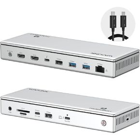 WAVLINK Thunderbolt 4 Dock with Dual HDMI 4K@60Hz,100W Charging, Thunderbolt Certified, 13-IN-1 USB C Docking Station Dual Monitor Single 8K Output for Windows or Mac, 4X USB, 2.5G Ethernet,SD/MicroSD