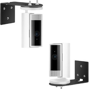 Adhesive Wall Mount for Ring Indoor Cam (2nd Gen and 1st Gen) - Metal Camera Holder, Two Installation Ways with Strong Adhesive Tape or Screws (2Pack,Black)