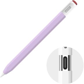 LJFLYXRI Classic Dual-Color Silicone Cover for Apple Pencil (USB-C) Protective Sleeve,Perfect Grip & Protection, Promotes Comfort and Nostalgia with Magnetic Charging Compatibility (Black)