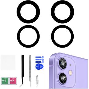 2 Sets for iPhone 12 OEM Rear Camera Lens with Dual-Sided Adhesive Replacement for iPhone 12 MINI Rear Camera Lens for iPhone12 with Repair Kit Fix Tool Tweezers A2172 A2402 A2403 A2404