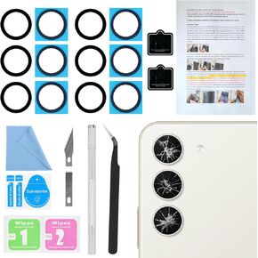 2PCS ASDAWN Back Lens Glass for Samsung Galaxy S23 / S23+ All Carriers, Galaxy S23 and S23 Plus Back Rear Camera Lens Glass Replacement with Free Lens Film + Installation Manual + Repair Tool Set