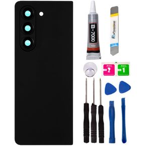 Replacement Repair Battery Back Glass Cover Back Housing Door Rear Panel for Samsung Galaxy Z Fold 5 / Fold5 SM-F946, with Tape and Tools (with Camera Lens) (White)