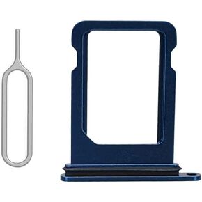 SIM Card Tray Holder Slot with Rubber Waterproof Gasket Replacement incl. Open Eject Pin for iPhone 13 Mini (Blue)