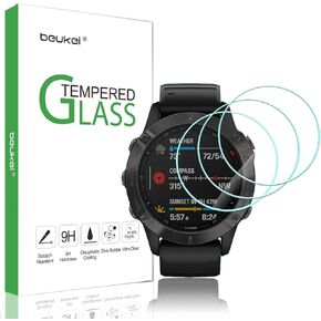beukei (3 Pack) for Garmin Fenix 6/6 Pro / 6 Sapphire Screen Protector Tempered Glass, Anti Scratch, Bubble Free (Not Fit for Fenix 6S/6X)