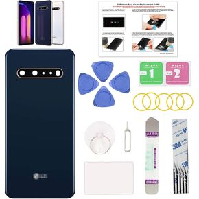Compatible with LG V60 ThinQ 5G Back Cover Replacement, V60 Back Housing Door with Pre-installed Camera Lens for All Carriers, includes Repair Tools & Instruction, Classy Blue