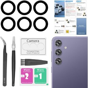 2 Pack for Samsung Galaxy S24 Plus Back Rear Camera Lens Glass Replacement with [Camera Lens Protector]+ Pre-Installed Adhesive, Include Repair Tool Set+Installation Manual