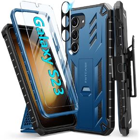 FNTCASE for Samsung Galaxy S23 Case : with Belt-Clip Holster & Kickstand Heavy Duty Rugged Shockproof Protective Phone Shell | Military Grade Protection Durable Cover for Galaxy S23 - Black