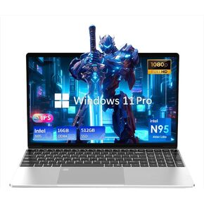 15.6" Laptop Computer, 16GB RAM, 512GB SSD, FHD 1920x1080, Quad-Core Intel 12th Gen N95 Processor, Traditional Laptops, Backlit Keyboard,HD Camera, Fingerprint Unlock