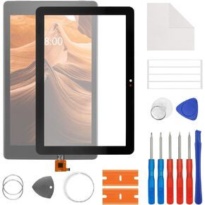 زجاج العرض، الزجاج الأمامي، استبدال عدسة الشاشة الخارجية، متوافق مع Kindle Fire HD8 Plus 10th 2020/HD8 10th Gen K72LL3 K72LL4 مع مجموعة أدوات إصلاح مجانية. (لا توجد شاشة LCD)