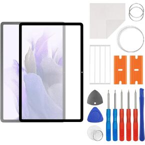 Front Screen Glass Outer Panel Lens Replacement +OCA Compatible with Samsung Galaxy Tab S7 FE 12.4 inches SM-T730,SM-T733,SM-T736 (No LCD Screen and Touch Digitizer) with Repair Kit