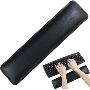 skin-friendly leather rebound sponge keyboard wrist rest, ergonomic design, relieves wrist pressure, wrist rest for computer keyboard, with anti-slip base (18 x 3.6 x 0.8 inches, black)