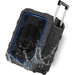 Gemini Sound MPA-2400 240 Watt Wireless IPX4 مقاوم للماء خارجي محمول بباب خلفي للحفلات سماعات بلوتوث على عجلات مع مكبر صوت كبير 24 بوصة ومقبض عربة