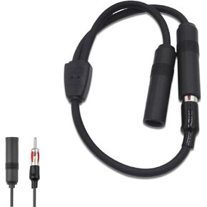 1 PC Car Radio Extension Antenna, Y-Type One Male to Two Female Plug-and-Play Car FM Antenna Adapter Cable, Replacement Connection Accessories, Suitable for Most Cars, Trucks, SUVs (Black)