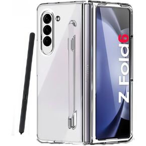 for Galaxy Z Fold 6 Case with S Pen Holder - Anti-Yellowing Slim Thin Crystal Transparent Protective Phone Cover Built-in Stylus Slot for Samsung Galaxy Z Fold6 5G 2024 (Clear)