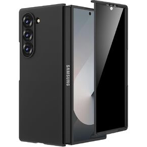 Maxdara for Z Fold 6 Case with Privacy Screen Protector, Galaxy Z Fold 6 Slim Thin Case Support Wireless Charging Hard PC Shockproof Protective Phone Case for Samsung Galaxy Z Fold 6 (Black)