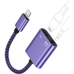 [معتمدة من MFI] سماعات رأس Apple مع دونجل لنظام iOS، مقبس سماعة رأس 2 في 1 Lightning إلى 3.5 ملم + محول شحن سريع مساعد مقسم صوت لهاتف iPhone 14 13 12 11 Pro Max Mini XR XS 8 iPad iPod in Kuwait