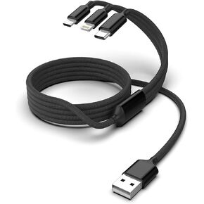 Multi 3 in 1 Universal USB Charging Cable,3M/10FT Nylon Braided Charging Cord Adapter with Lightning+Type-C+Micro USB Port Connectors for Android/iPhone/Apple/iOS/Samsung/Pad Pro/XiaoMi/Huawei(Black) in Saudi Arabia