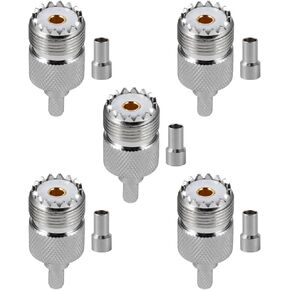 5PCS SO-239 UHF Female Connectors 50 Ohm SO239 Female Jack Crimp RF Coax Connector Adapter for RG174 RG316 Low Loss Coax Cable Compatiable with Ham Radio