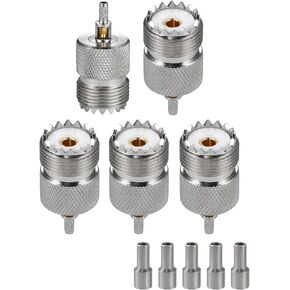 5 قطع SO-239 UHF أنثى موصلات 50 أوم SO239 أنثى جاك تجعيد RF موصل محوري محول لRG174 RG316 كابل محوري منخفض الخسارة متوافق مع راديو هام in Kuwait