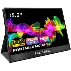 شاشة محمولة، 15.6 بوصة 1080 بيكسل للكمبيوتر المحمول، موسع شاشة HDMI USB-C للسفر HDR لعرض أجهزة الكمبيوتر الشخصية وأجهزة Mac والهواتف PS5 Xbox Switch مع غطاء ذكي in Saudi Arabia