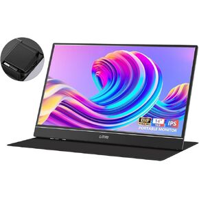 G-STORY Portable Monitor 14 Inch FHD 1080P IPS USB-C,USB-A Laptop Monitor with Adjustable and Hidden Cable Design，Extender Display with Smart Cover for Laptop PC Phone MAC Perfect for Travel