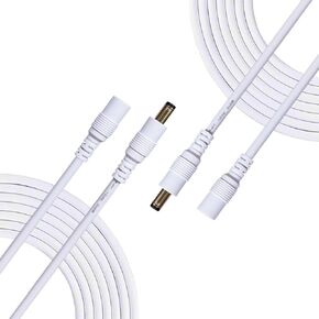 2pcs 2m/6.56Feet DC Extension Cable 2.5mm x 5.5mm Male to Female Connector, DC Power Cord Extension Cable for Power Adapter, 12V CCTV Wireless IP Camera, Monitors - White