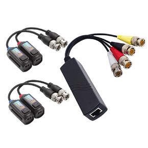 EVERSECU 4Pcs Separated 4K 8MP Video Baluns & 1pcs 4CH 4K 8MP Passive HD BNC Video Balun Transceiver Transmitter AHD/TVI/CVI/CVBS Cable Connectors for 720P/960P/1080P/3MP/5MP/4K CCTV Security Cameras