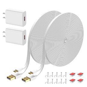 Ingers 2Pack USB Charger with 10ft Power Cable for Wyze Cam,Eufy Cam,Arlo Essential Spotlight,Blink,KasaCam,Furbo Dog,Netvue,Yi Camera,Simpliisafe,Oculus Go,Nest Cam. 2-Pack Power Supply kit