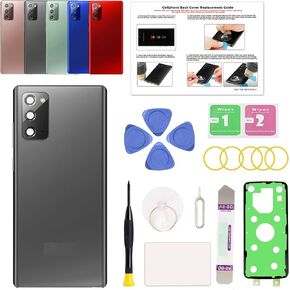 Compatible with Galaxy Note 20 5G Back Cover Replacement, Note 20 5G SM-N981 Back Glass Door with Pre-installed Camera Lens, Repair Tools & Instruction, Mystic Gray