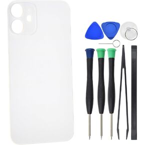 Back Glass for iPhone 12 mini A2399 A2176 A2398 Replacement with Pre cut Adhesive - 5.4" White