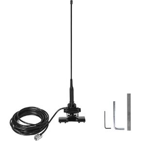 Mobile Radio Antenna GMRS 155MHz/460MHz Bendable Soft Whip Car Radio Antenna w/16.4ft Coaxial Cable PL259 Male Connector and Bracket Clip NL-R2