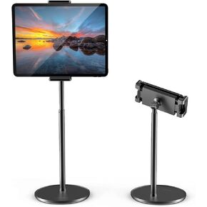 Surface Pro Stand and Holder, Height Adjustable Tablet Stand Holder, Multi-Angle Adjustable, Aluminum Alloy Cradle Mount Dock for 4.7''-13'' Screen iPad Pro, Mini, Air, Surface Pro (Black)