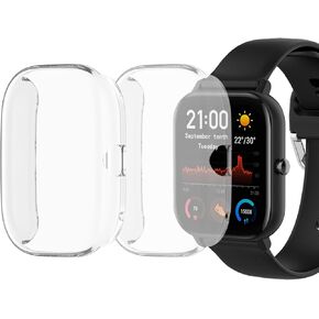 2 Pack Watch Screen Protector Case, Hard PC+TPU Ultra-Thin HD Full Coverage Bumper Scratch Resistance Drop-Proof with Screen Protector Compatible for Amazfit GTS 4 Mini [Clear] in Kuwait