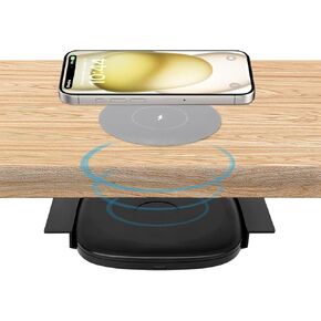 Invisible Wireless Charger, Near 2"(50MM) Under Desk Wireless Charger, Hidden Wireless Charging Station for iPhone 15/14/13/12/Wireless Phones(Adapter Included)